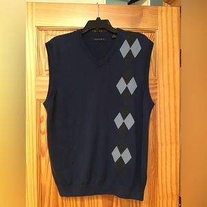 MENS AXIST ARGYLE SWEATER VEST SZ XL NAVY LT. BLUE CHARCOAL ROCKABILLY HIPSTER